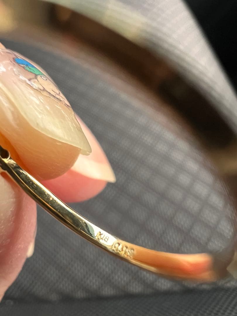 ホーステール入り デマントイドガーネット リング k18 YG 11号