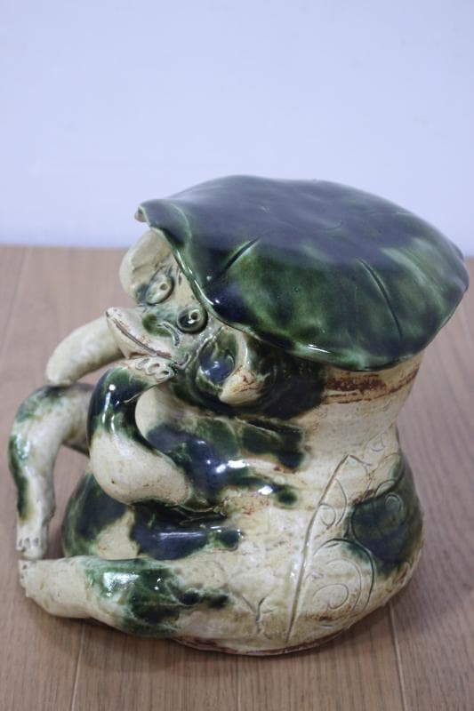 ◆瀬戸　織部焼　かっぱ　河童の置物