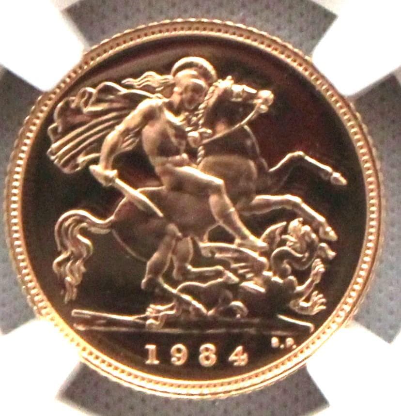 1984年イギリス エリザベス2世 1/2ソブリン金貨 NGC PF70DCAM