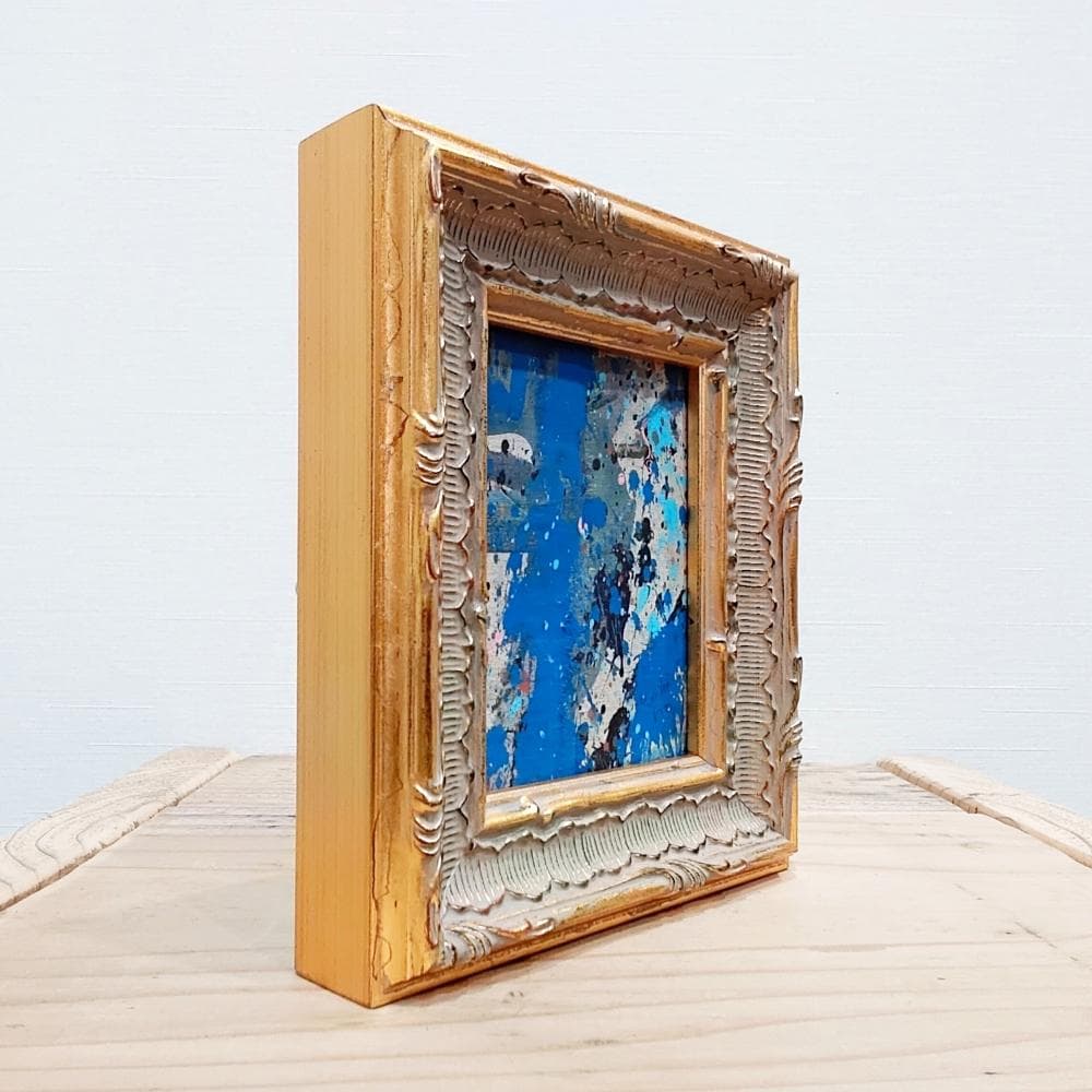 内野隆文　絵画　抽象画　段ボールにアクリル　アート作品　現代美術　ミニ額　額縁