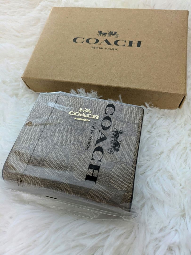 COACH 2つ折り財布 ブラウン ラウンドウォレット