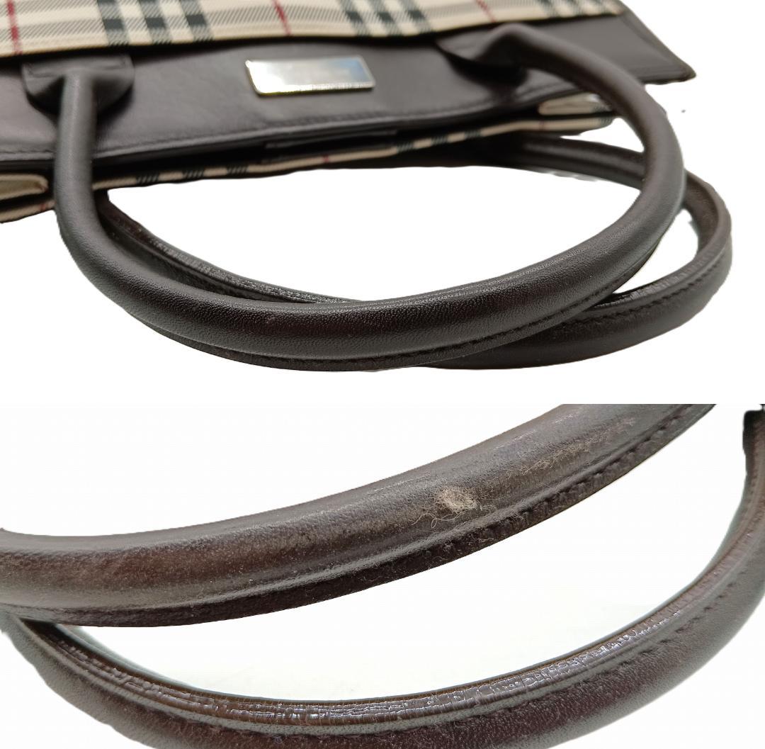 BURBERRY ノバチェック ハンドバッグ ダークブラウン×ベージュ系