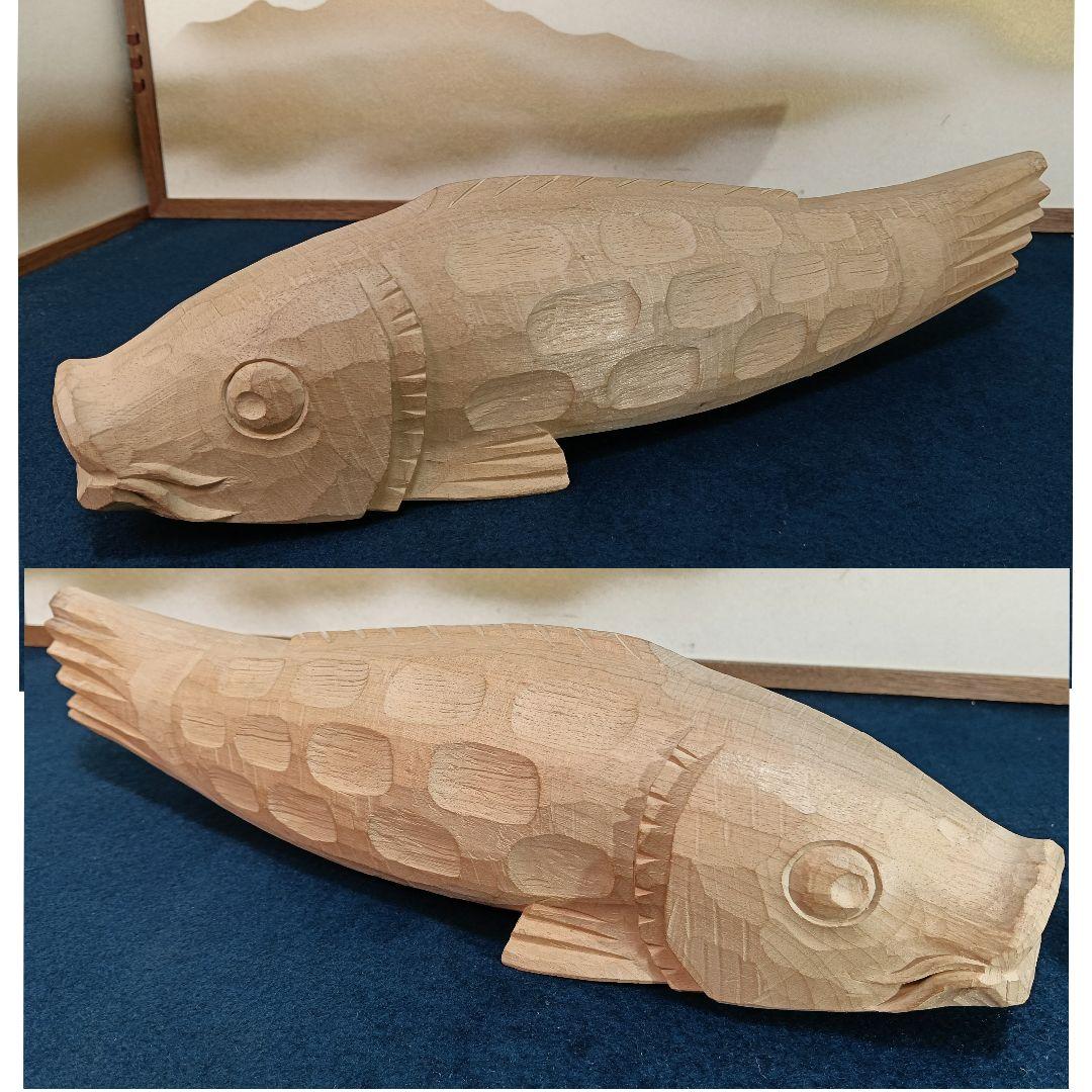 AO59 横山一夢作 井波彫刻 鯉 木彫彫刻 共箱 共布 略歴 栞 木芸