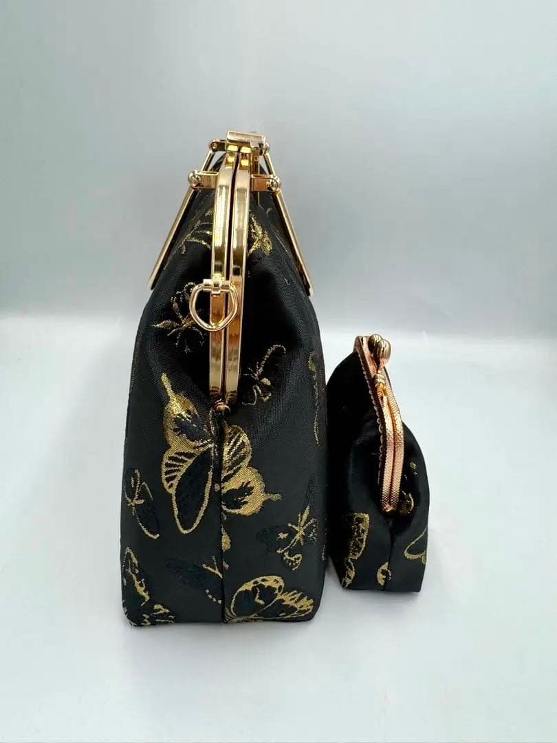【ハンドメイド】がま口バッグ　 キラキラ蝶々　2点セット　 #413