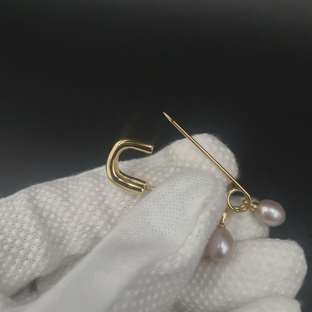 美品　ミキモト　ミニブローチ　本真珠　パール　カブトピン　ゴールド　0.6