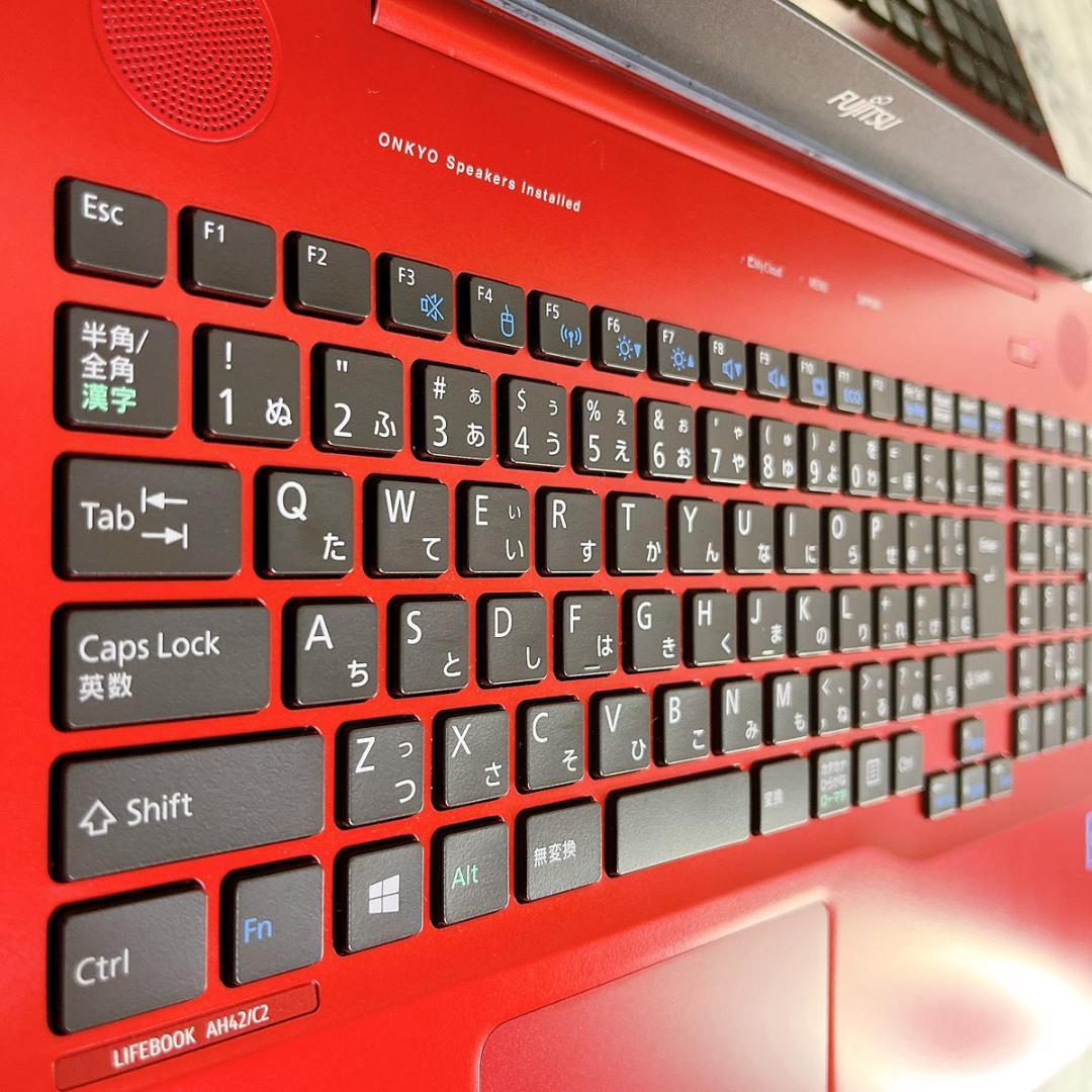 美品✨Windows11✨大容量1TB✨すぐ使えるカメラ付き薄型ノートパソコン赤