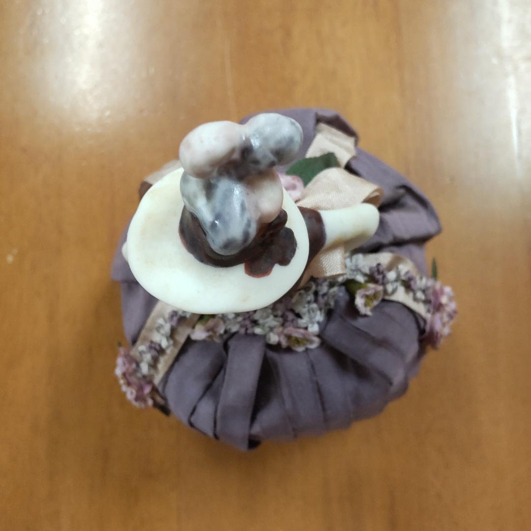 ハーフドール　ピンクッション　バイオレット　アンティーク風
