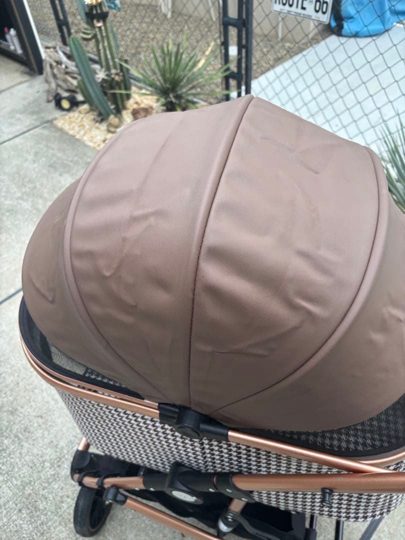 週末セール取説有　便利ペットカート　Lサイズ4輪2way 多機能おしゃれ千鳥格子