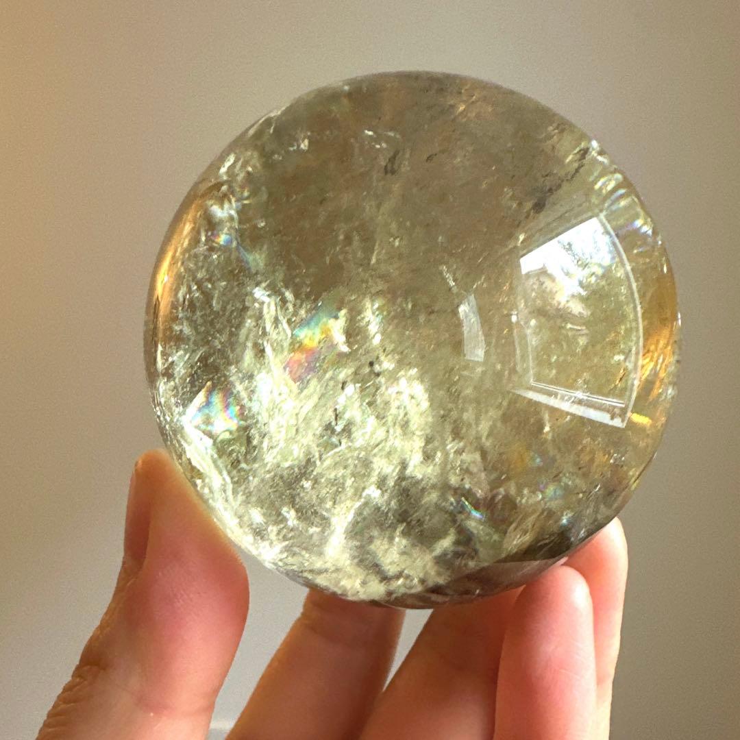 スモーキーシトリン　シトリン　スフィア　6.6㎝　虹　大玉　スモーキー