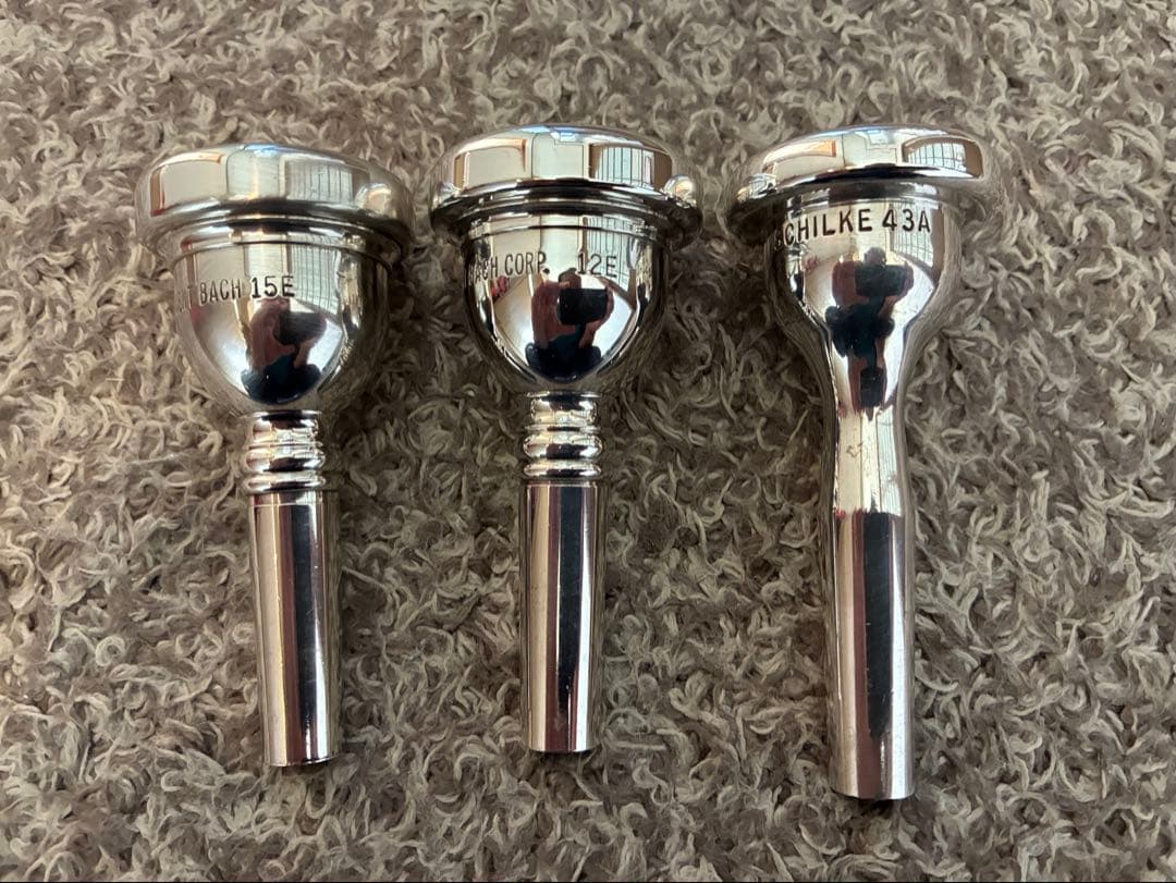 トロンボーンマウスピース細管3本Bach.15E.12E Schilke 43A