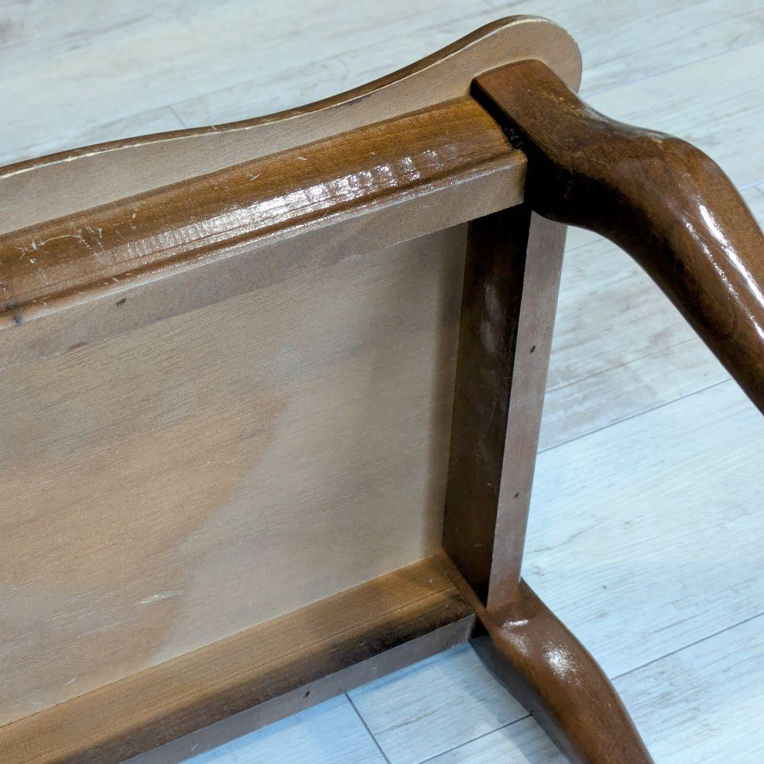 イタリア製 アンティーク調 ネストテーブル 大小セット 象嵌 花柄 猫脚