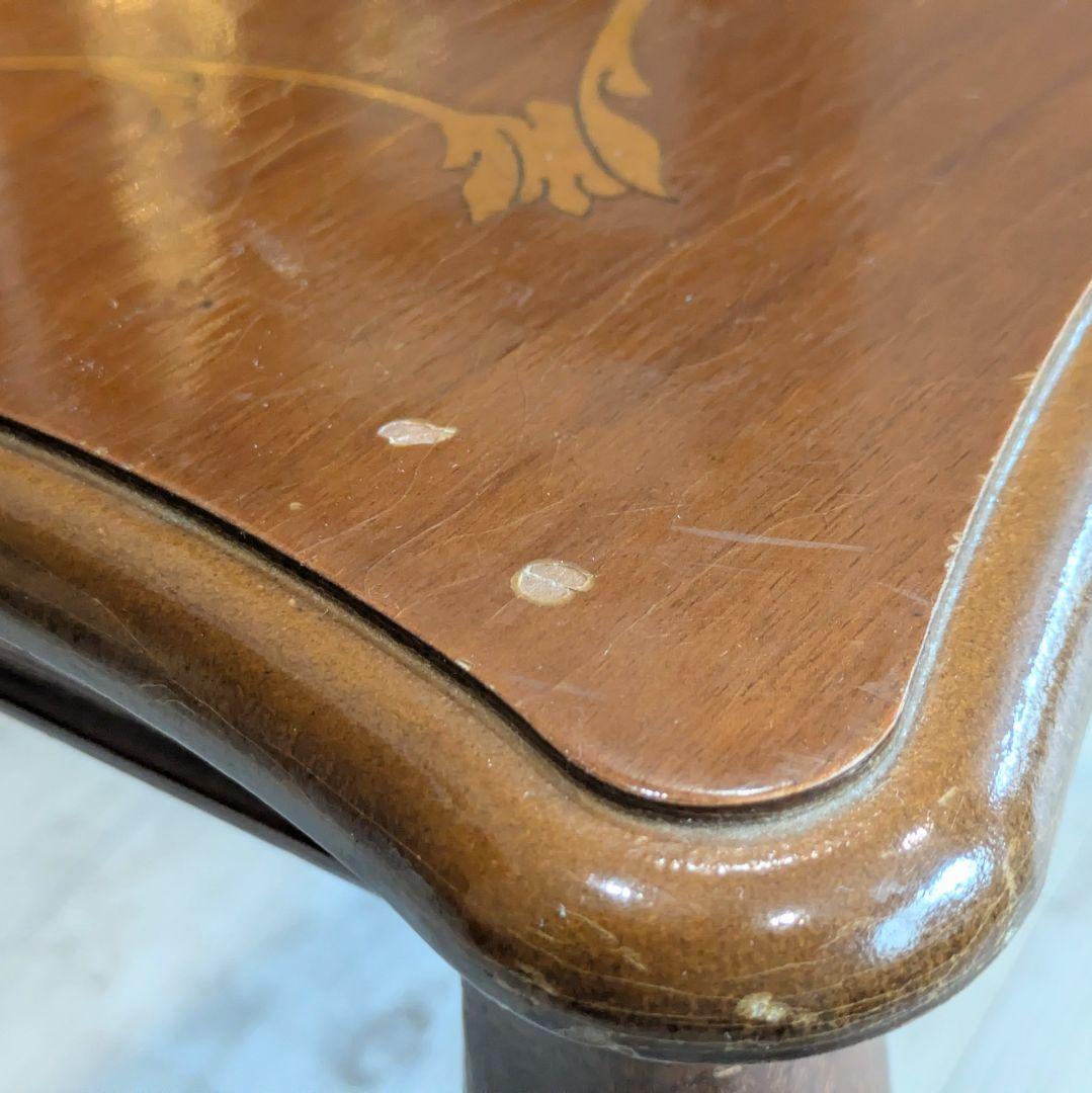 イタリア製 アンティーク調 ネストテーブル 大小セット 象嵌 花柄 猫脚