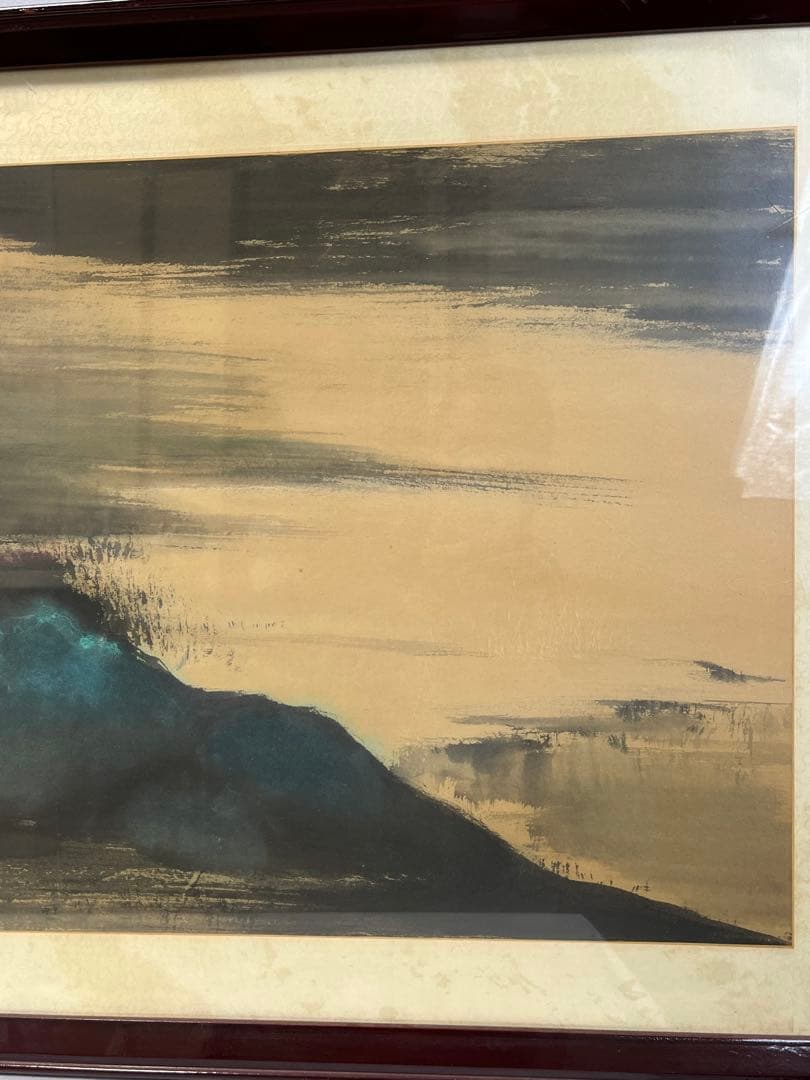 額入り壁掛け 水彩画 旭秋作　海岸 1151