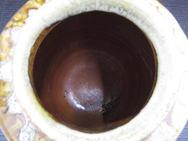 【未使用品】味鉄作 肥前焼 陶器 花瓶 花器 壺 大型 茶系 共箱なし