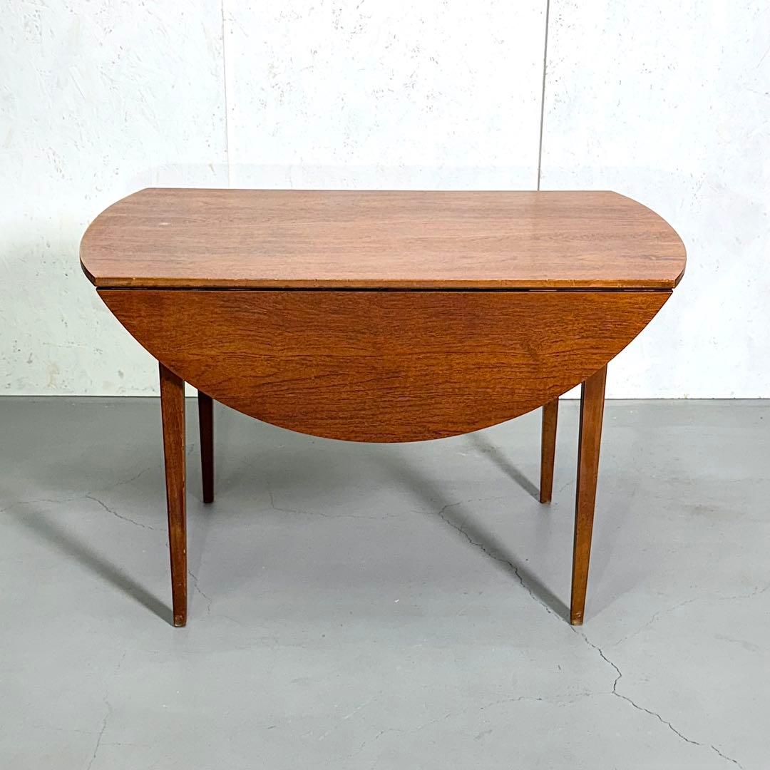 イギリス ビンテージ チークドロップリーフ ラウンドテーブル (301)