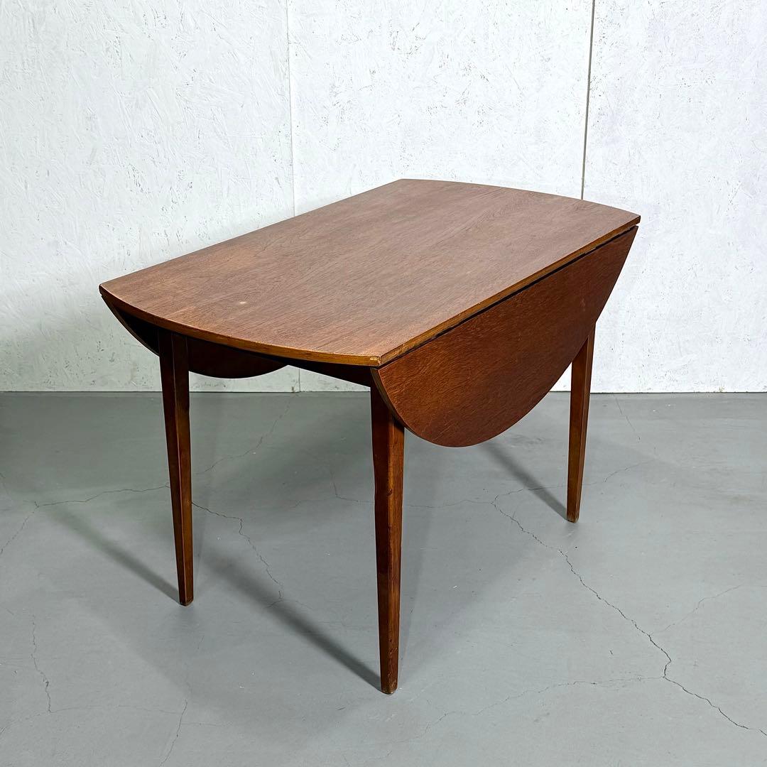 イギリス ビンテージ チークドロップリーフ ラウンドテーブル (301)