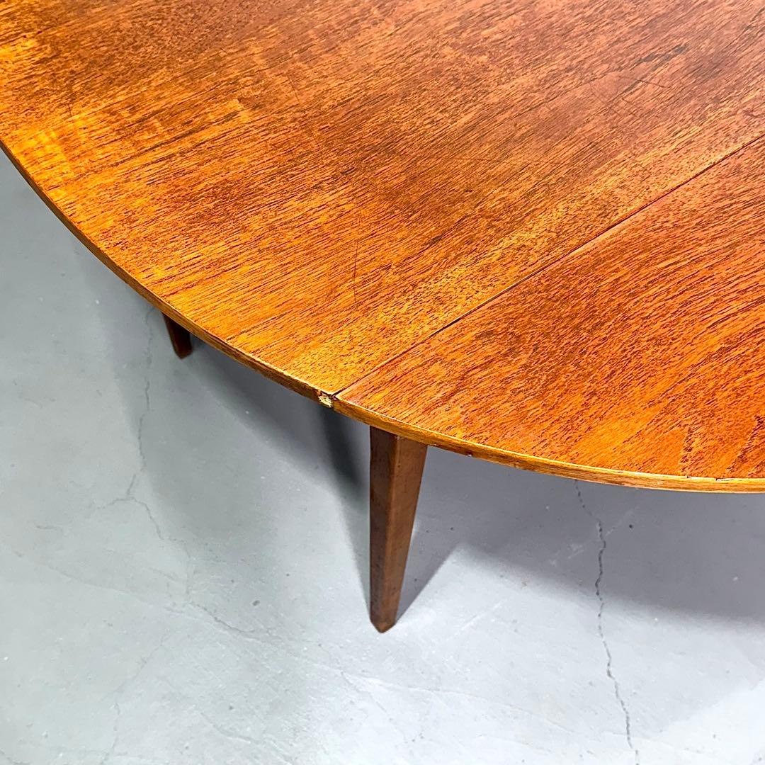 イギリス ビンテージ チークドロップリーフ ラウンドテーブル (301)