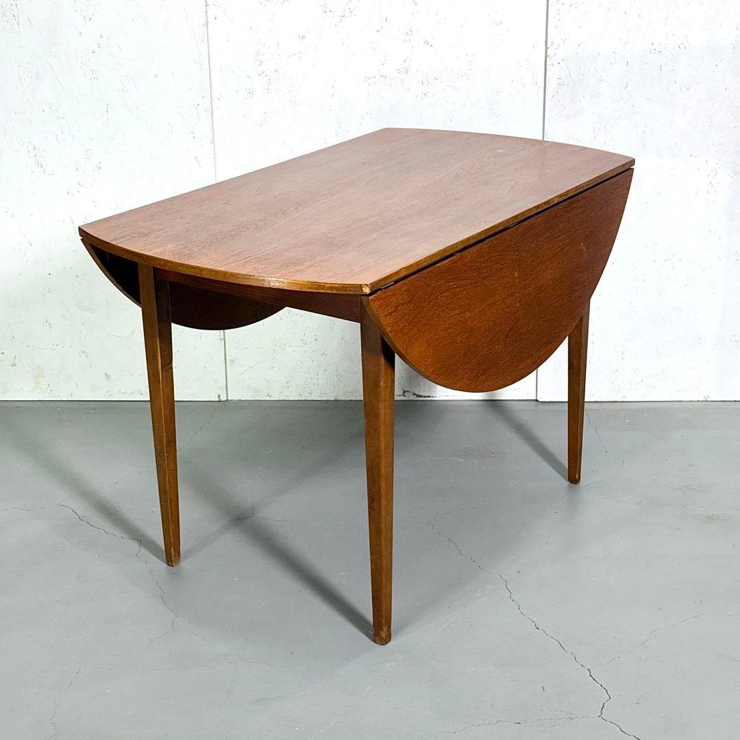 イギリス ビンテージ チークドロップリーフ ラウンドテーブル (301)