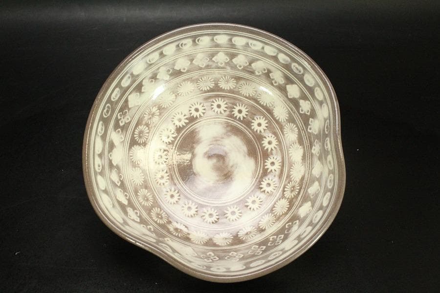 祥瑞窯 五代 陶匠 浅見五郎助 三島文 鉢 菓子鉢 共箱 未使用 839