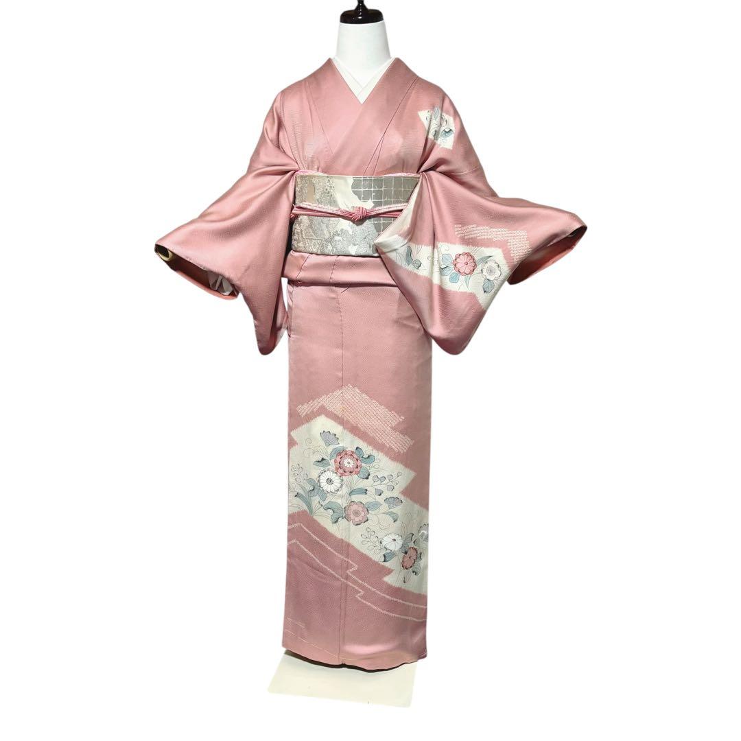 新品　ほぼ美品　袷　正絹　辻が花　訪問着　フルセット　4点　裄68