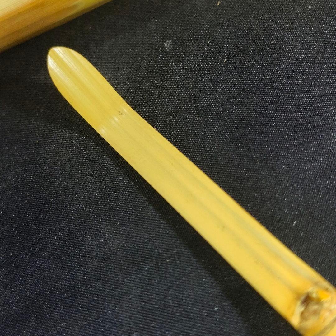 茶道具 白竹茶杓 銘:庵の共 大徳寺 龍源院 細合喝堂師 花押 共箱共筒 未使用