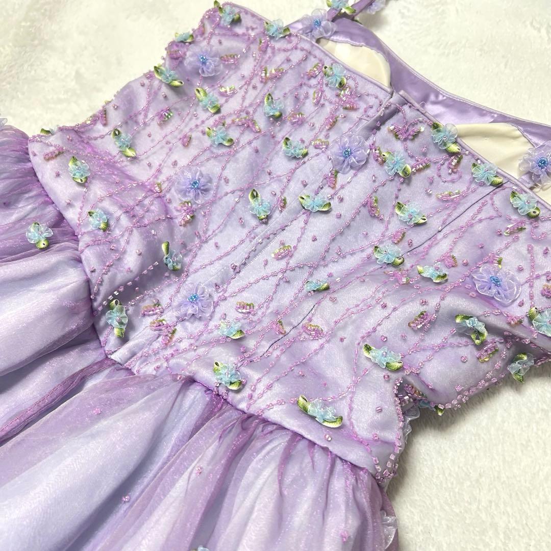 美品✨エメ　カラードレス　ビーズ刺繍　 フラワー　披露宴　演奏会　パーティドレス