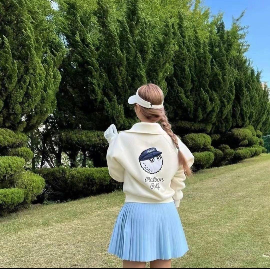 L ベージュ　クリーム　マルボンゴルフ MALBON GOLF ウエア