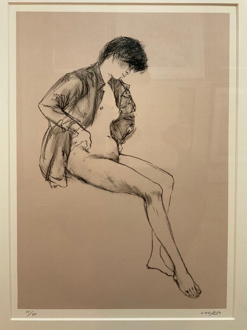 佐藤忠良　「シャツ・或る日の女Ⅱ」　リトグラフ　直筆サイン・作品証明シール有り