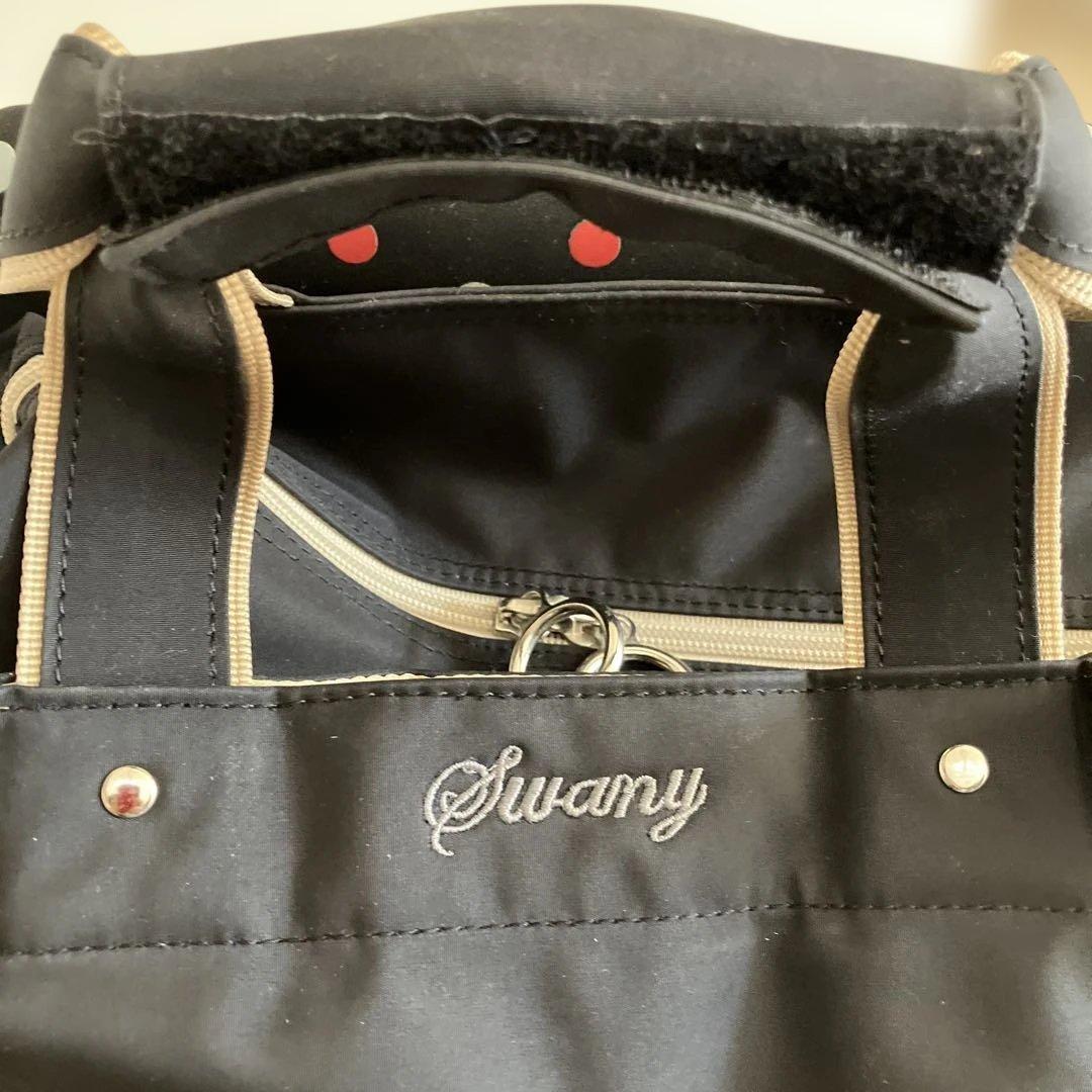 【美品】SWANY 椅子付きキャリーカート　バッグ取外し可　黒　ポケットたくさん