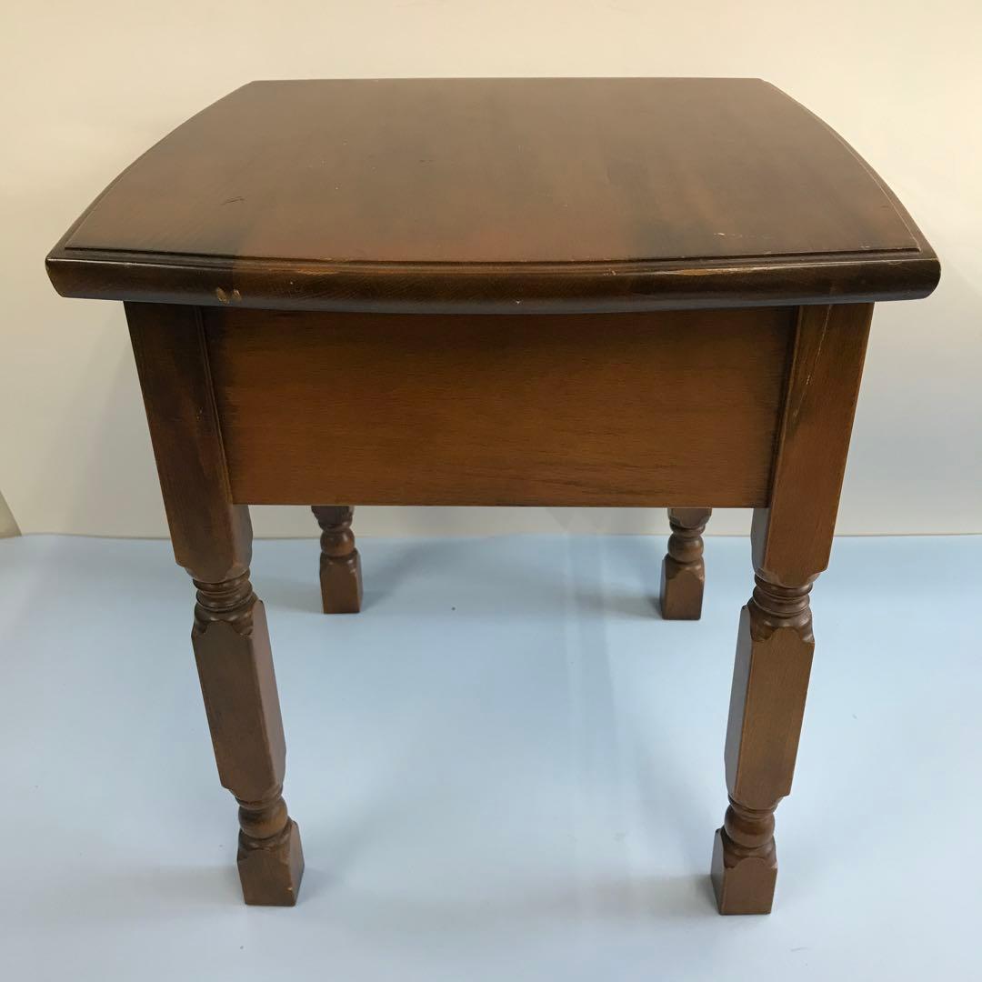 クラシック　木製　サイドテーブル 引き出し付き　アンティーク　レトロ　電話台