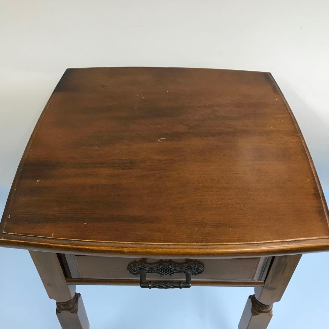 クラシック　木製　サイドテーブル 引き出し付き　アンティーク　レトロ　電話台