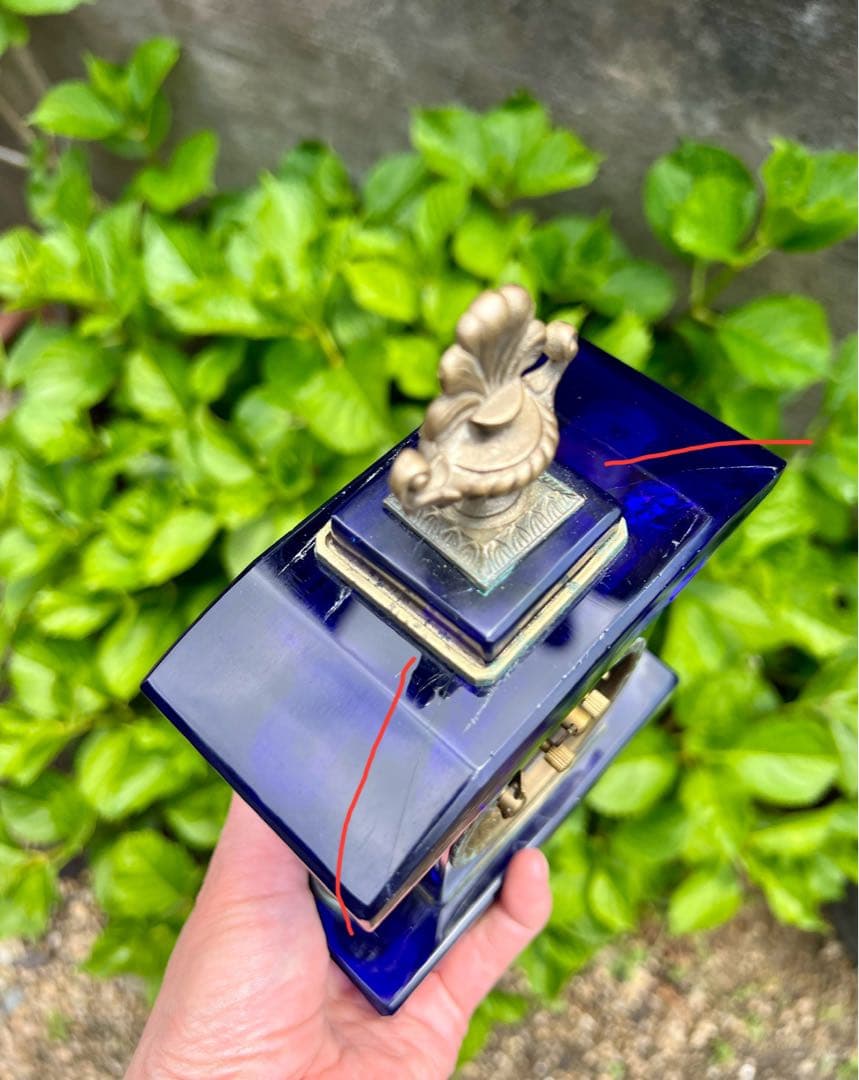 精工舎　SEIKOSHA 宮型ガラス置時計　アンティーク　大正ロマン　傷あり