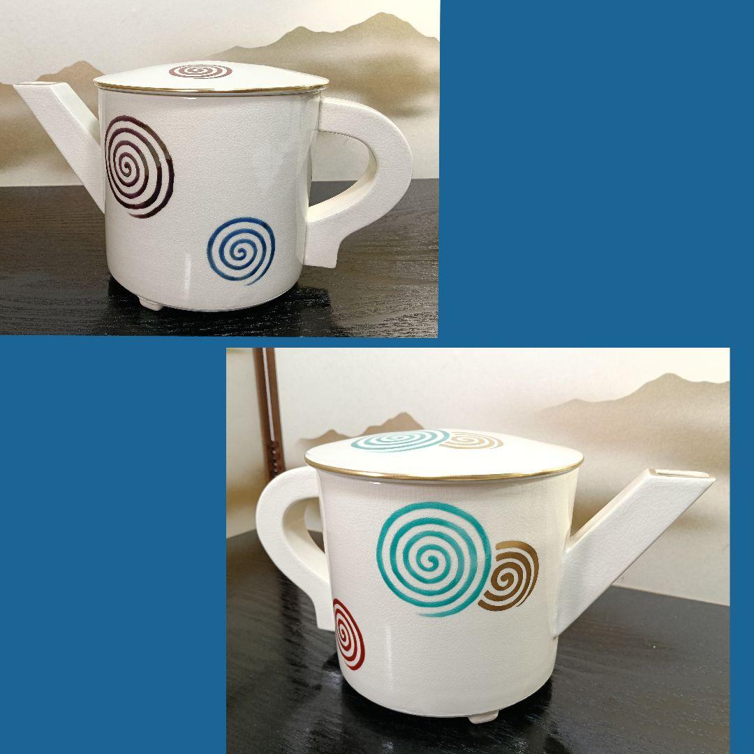 AN75 橋本城岳造 水次 金彩色絵 渦巻文 共箱共布陶歴 外側 未使用 茶道具