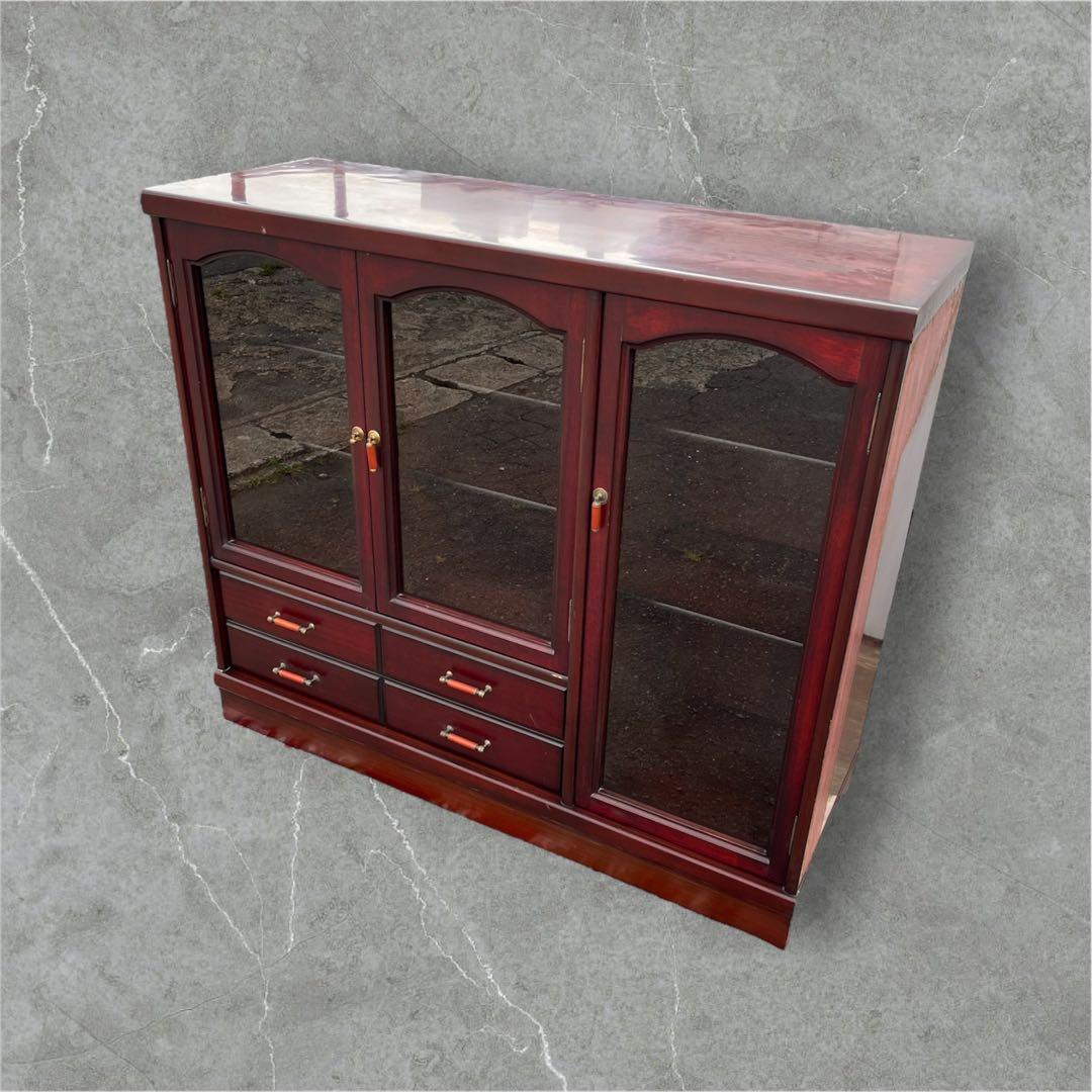 【アンティーク】木製 ガラス戸 キャビネット サイドボード リビングボード