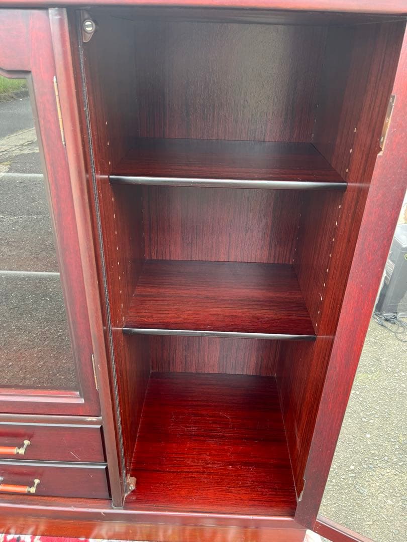 【アンティーク】木製 ガラス戸 キャビネット サイドボード リビングボード