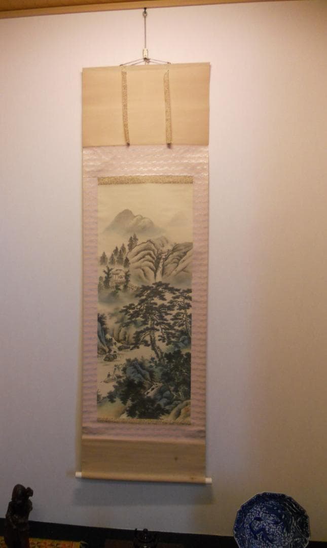 掛け軸 幸堂 松陰閑居 絹本 希少 軸装 茶道具 掛軸 美品 です。