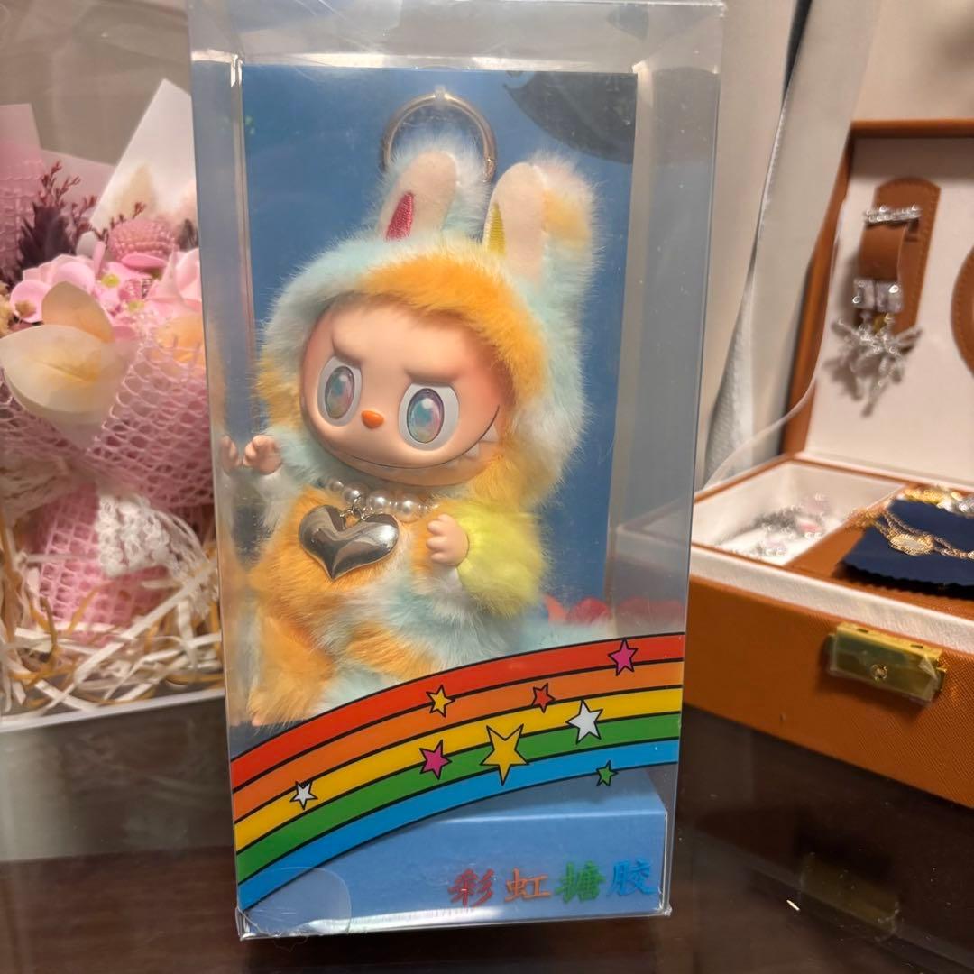 k*h様 ジモモ　虹色　海外限定カスタム　ふわふわぬいぐるみ　ストラップ付き