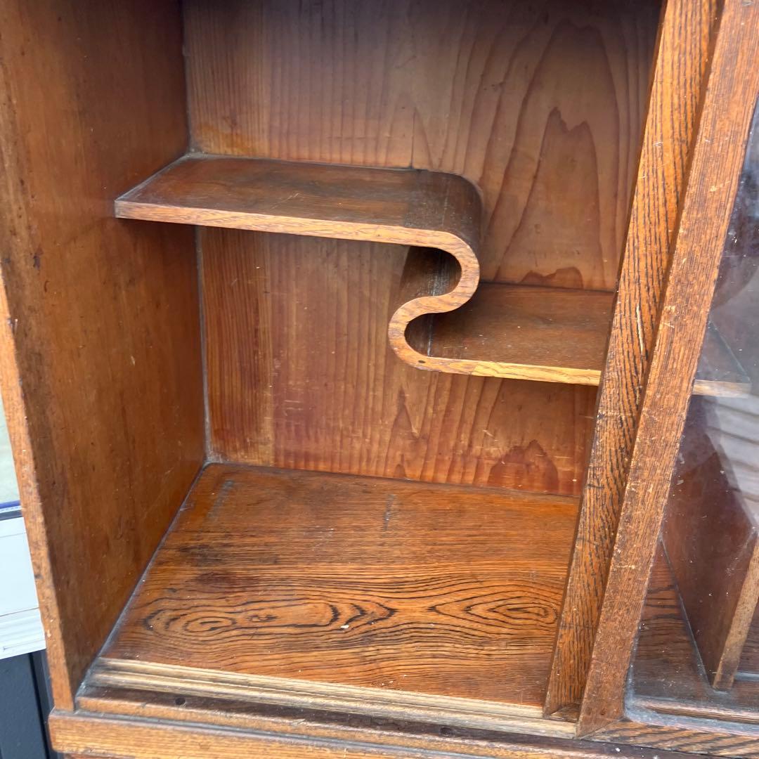 昭和レトロ 茶箪笥 飾り棚 ガラス扉 サイドボード 古家具 古民家ビンテージ