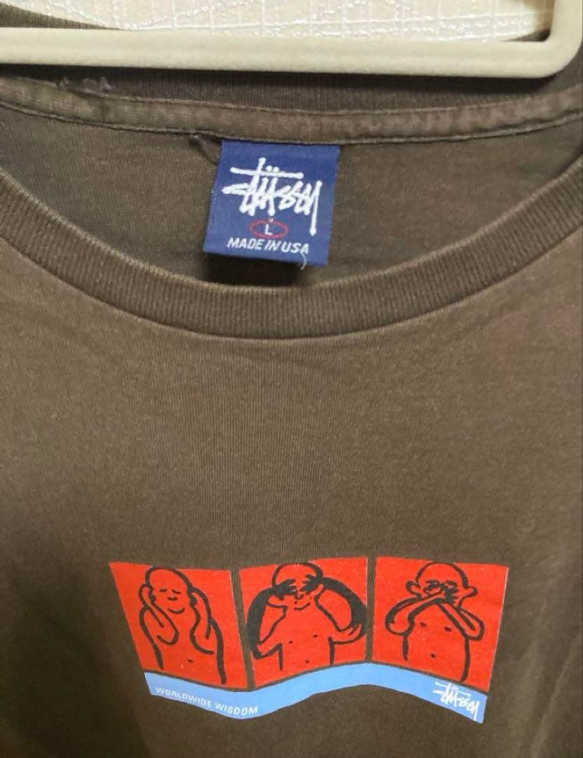ステューシー　90年代old stussy ヴィンテージTシャツ紺タグブラウンL