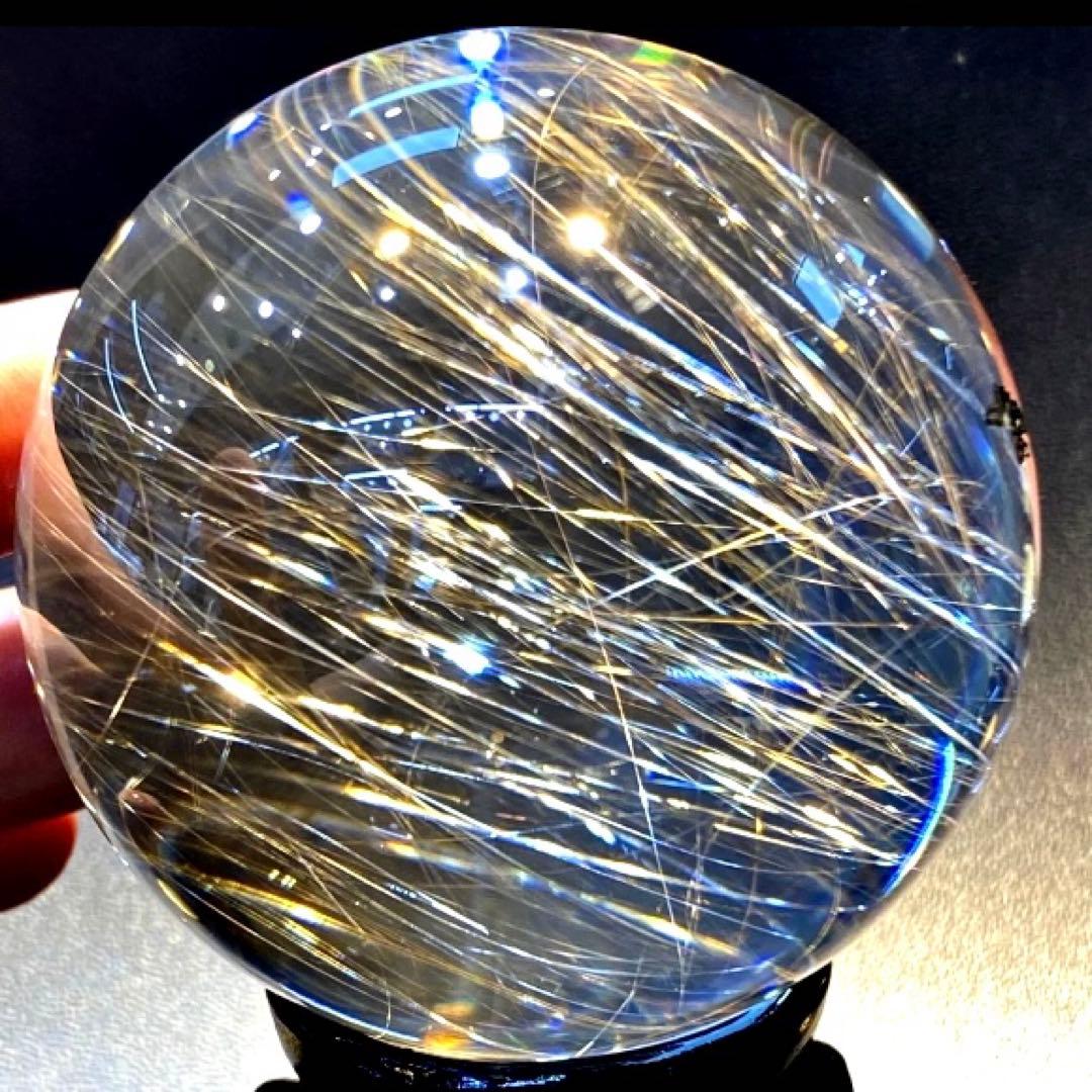 超絶綺麗✨64mm ゴールドルチルクォーツ　丸玉　スフィア　金針水晶