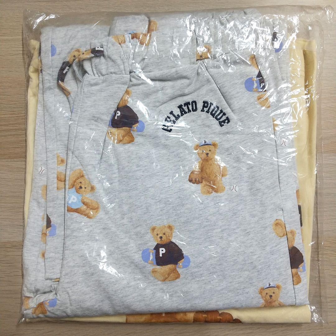 ジェラートピケ スポーティーベアワンポイントTシャツ&総柄ロングパンツセット