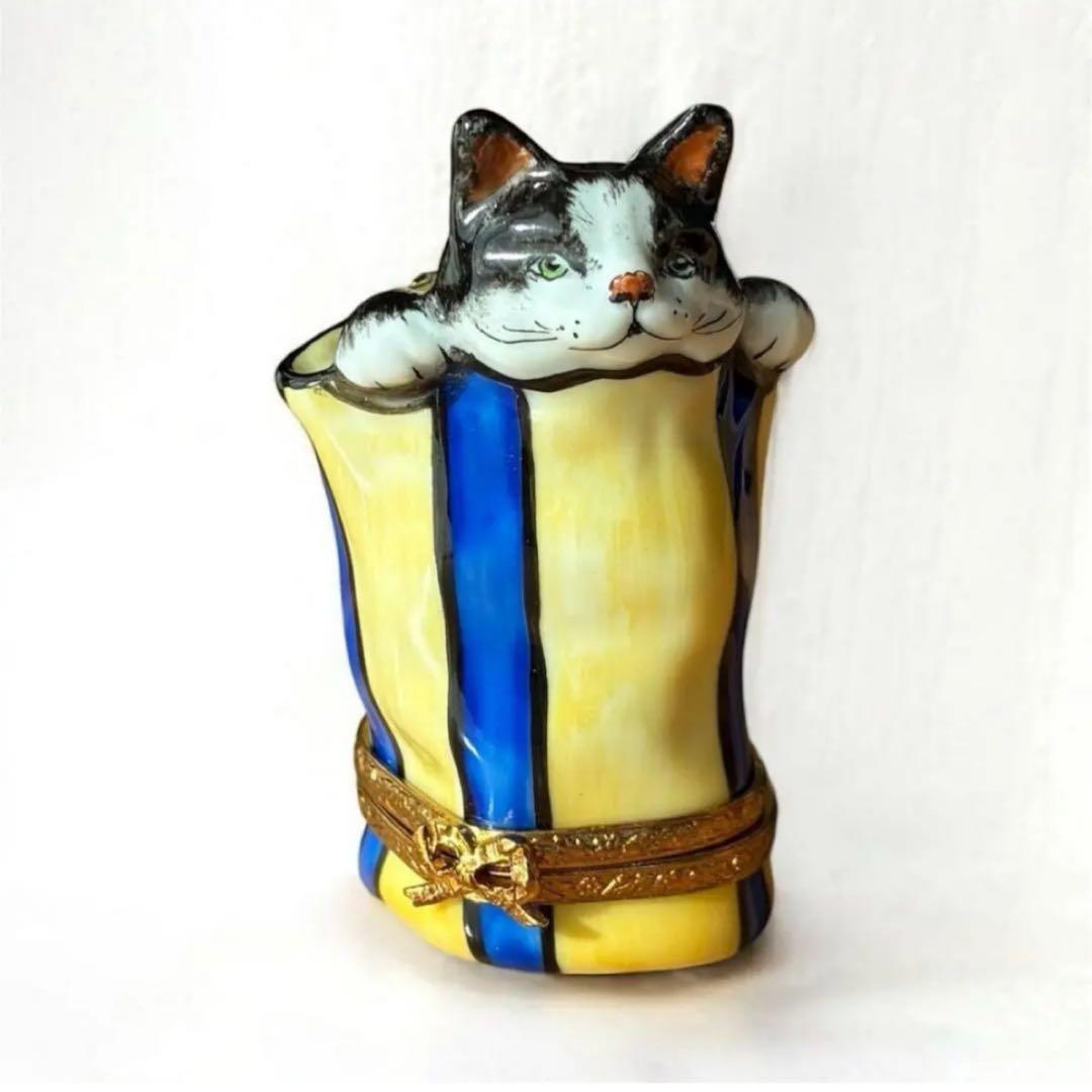 【世界限定750点】 リモージュボックス 猫 証明書付 フランス 小物入れ