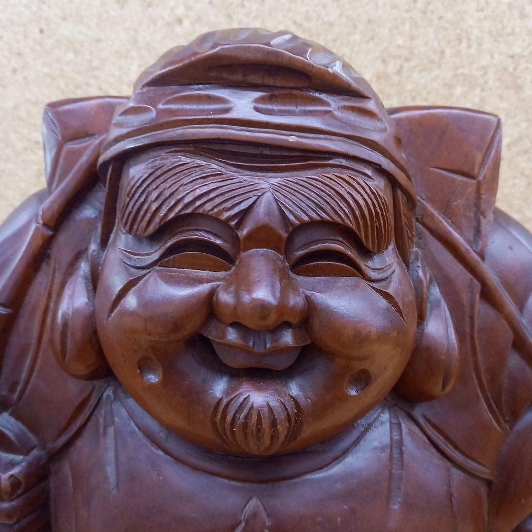 木彫　福の神　彫刻　恵比寿　縁起物　置物　手彫