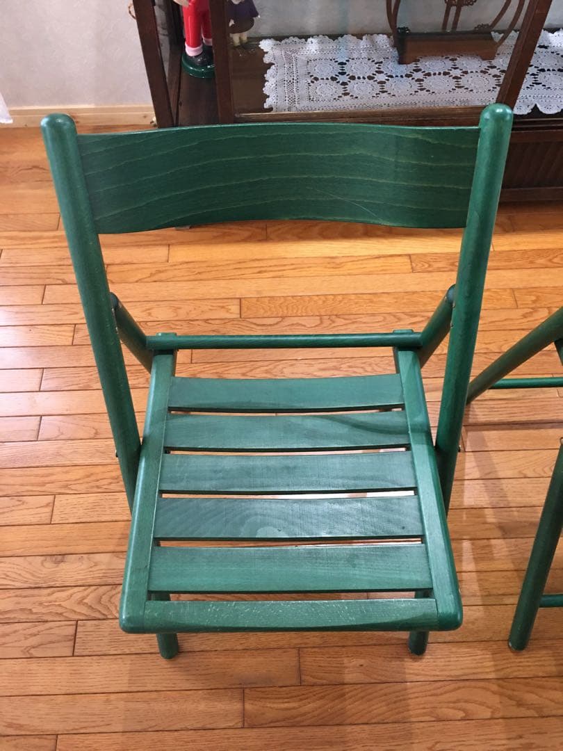 椅子二脚セット　木製折りたたみ椅子 木製 アンティーク