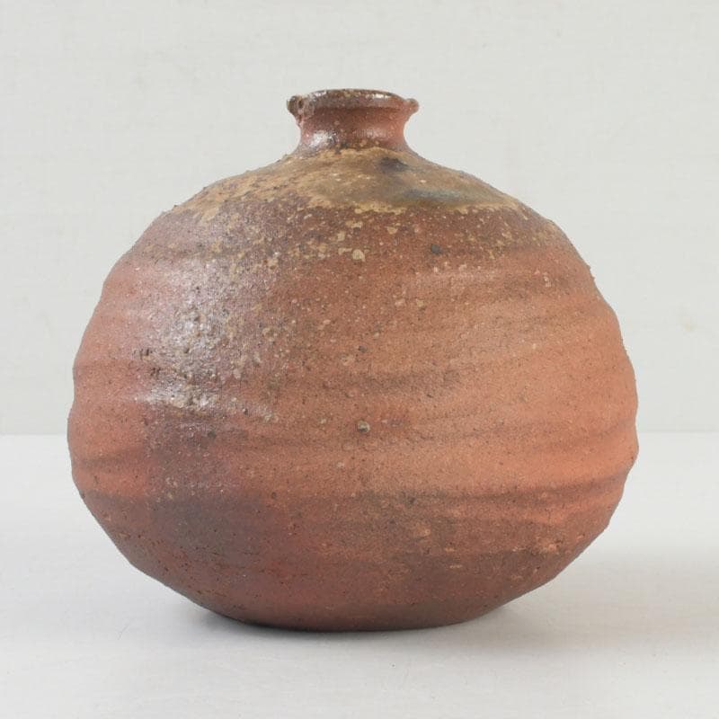 北大路魯山人作　信楽焼　花入　壷　共箱　V　9660