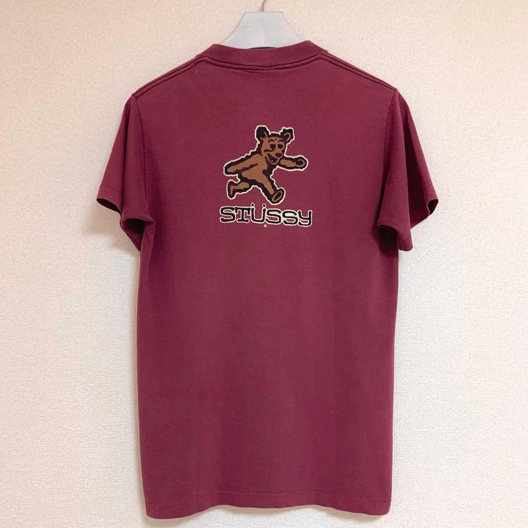 80s 後期 STUSSY 黒タグ USA製 BEAR TEE 美品 ベアー T