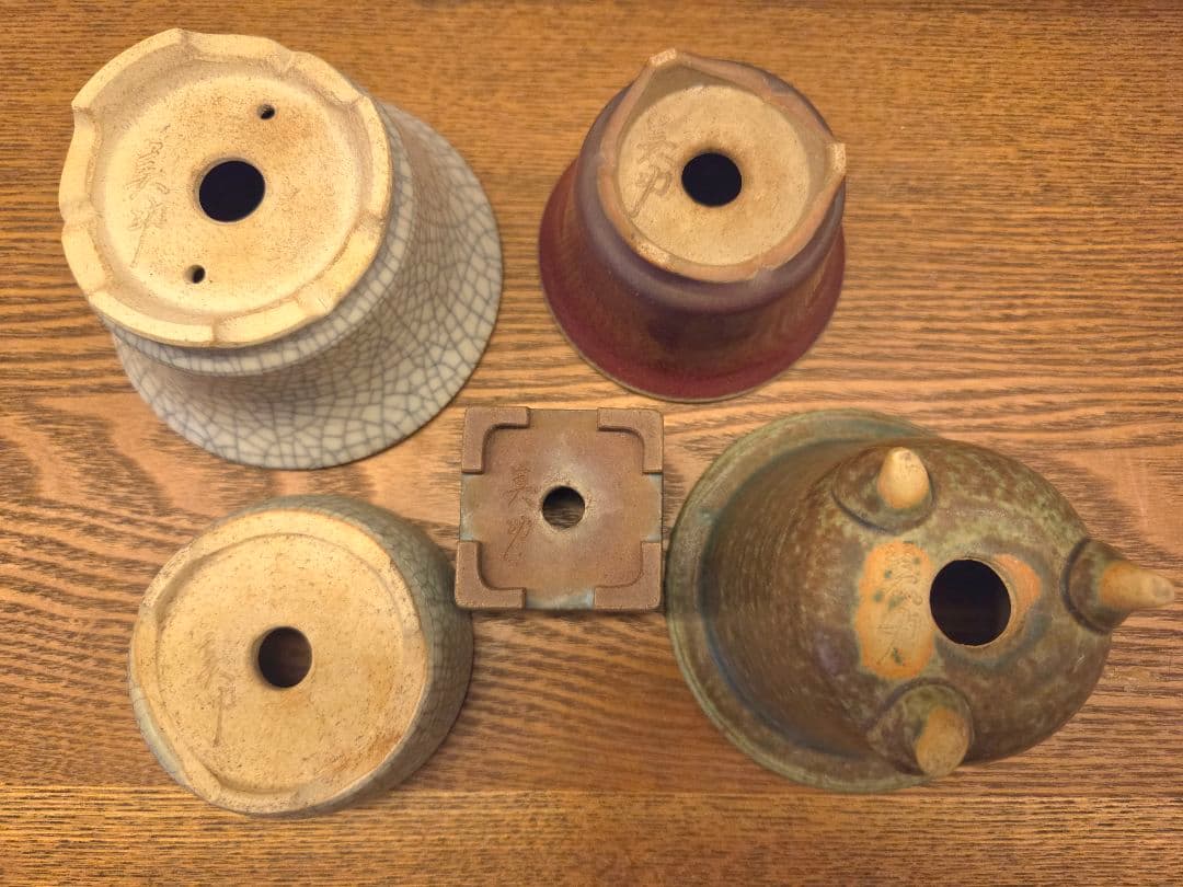 美巧　堀江美巧　盆栽鉢　鉢　盆栽　陶器鉢 5点セット