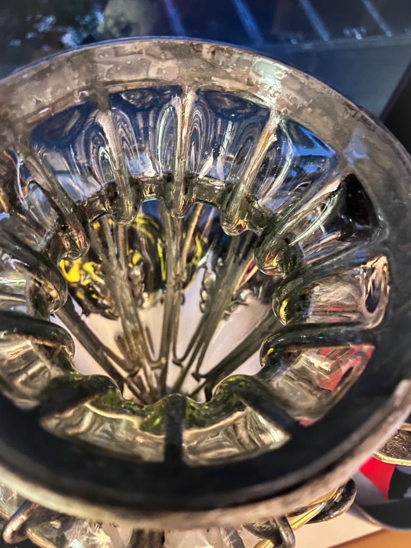 Antiqueアンティーク Ornate華やかな Glassガラス 金属 花瓶