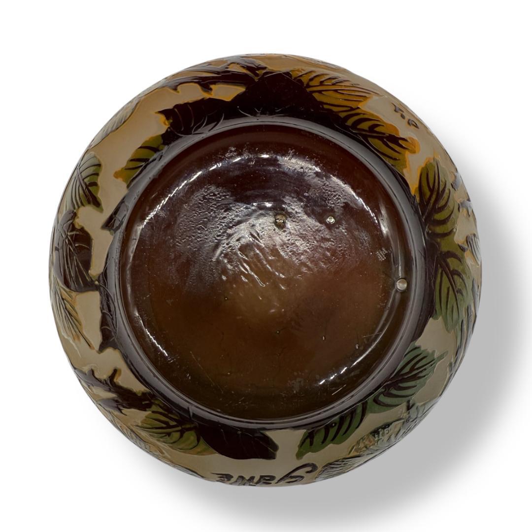 【証明書付】希少　エミールガレ 花瓶 高さ9cm 幅16cm カメオ彫り