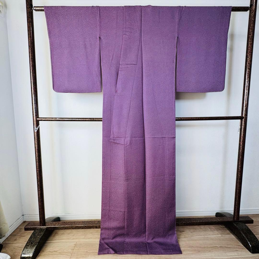 超美品　正絹　小紋　和装　着物　袷　176裄69 トール　一紋　江戸小紋　紫